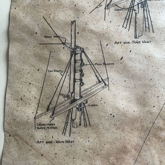 Vintage Antique Framed Blueprint Schooner Elsie Out of Gloucester, Mass. 1910 - Picture 10 of 16